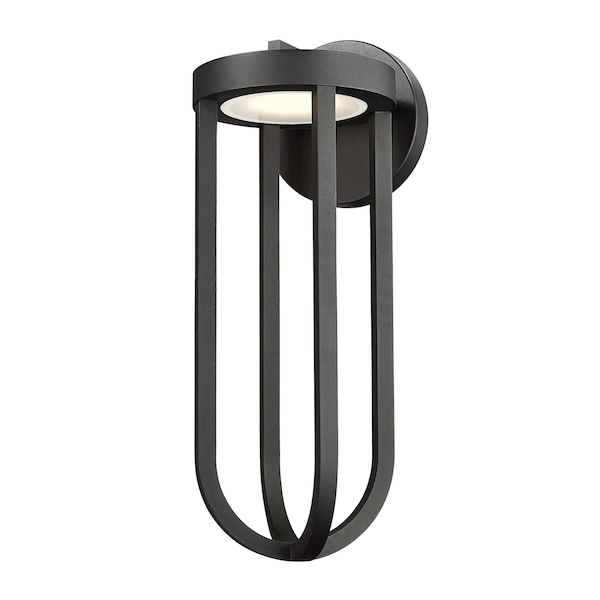 Z-Lite Leland Outdoor Wall, 1-Light, 9 In.W x 10.5 In.L x 24 In.H, Sand Black/Sand Blast 5005B-BK-LED - main